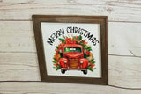 Merry Christmas Red Truck Canvas Wall Art