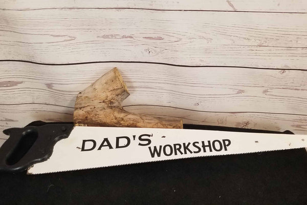 Dad's Workshop Recycled Hand Saw Garage Decor Father's Day Gift