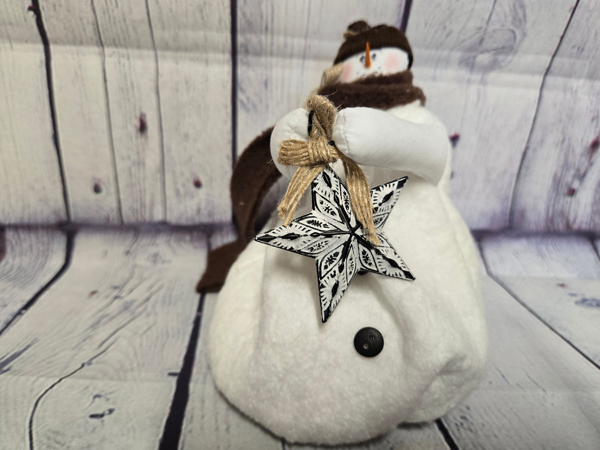 6 Inch Handmade Snowman Doll | Primitive Farmhouse Christmas Decor | Cozy Holiday Shelf Sitter | Snowman Collector Gift