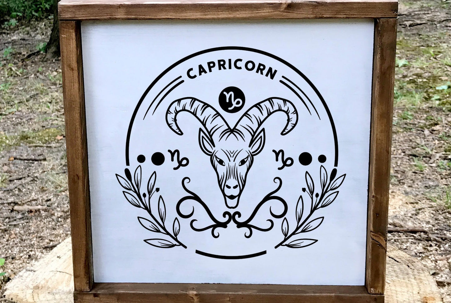 Capricorn Zodiac Wood Sign, Goat Wall Art, Earth Sign Astrology Decor, January Birthday Gift, Minimalist Celestial Star Sign Plaque