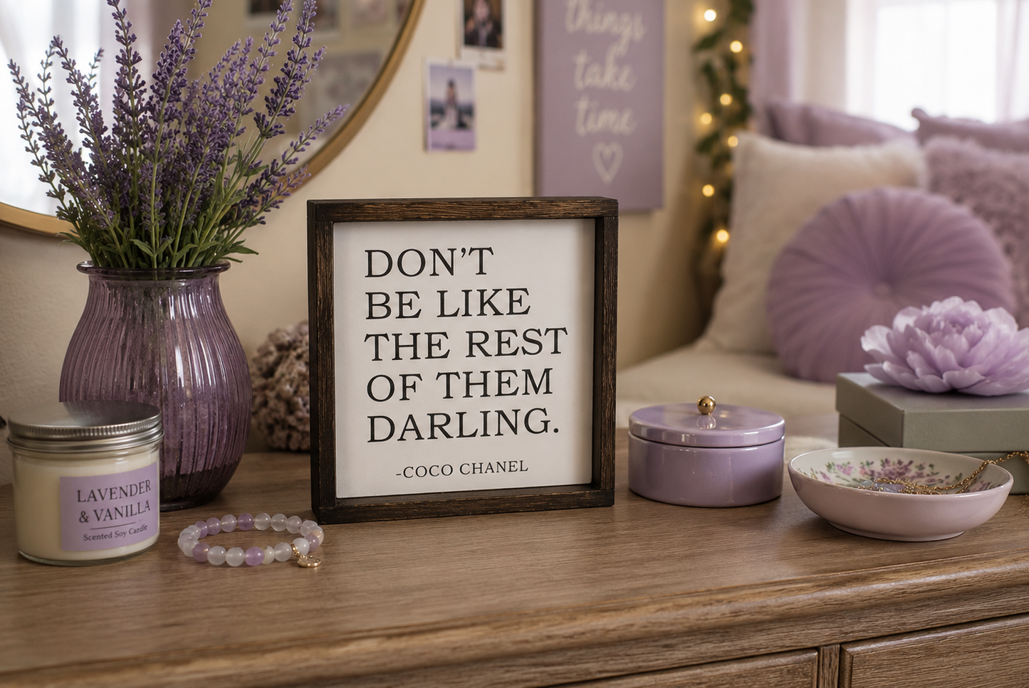 Coco Chanel Quote Sign | Don't Be Like the Rest of Them Darling | Farmhouse Wood Sign | Inspirational Office or Bedroom Decor