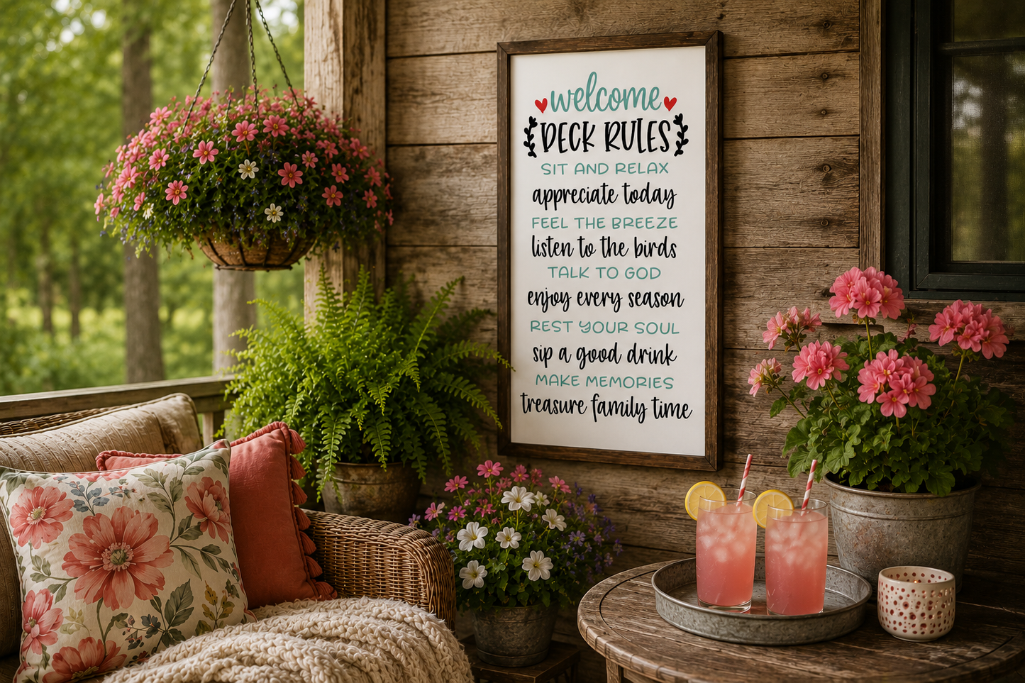 Deck Rules Sign | Porch Wall Decor | Summer Patio Sign | Farmhouse Outdoor Decor | Cottagecore Porch Sign | Handcrafted Wooden Wall Art