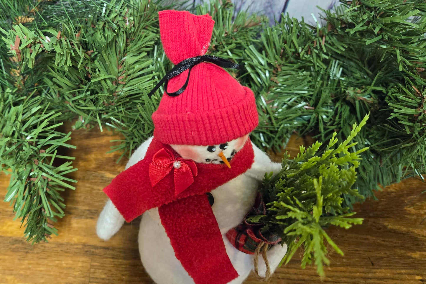 Holiday Fabric Snowman in Red