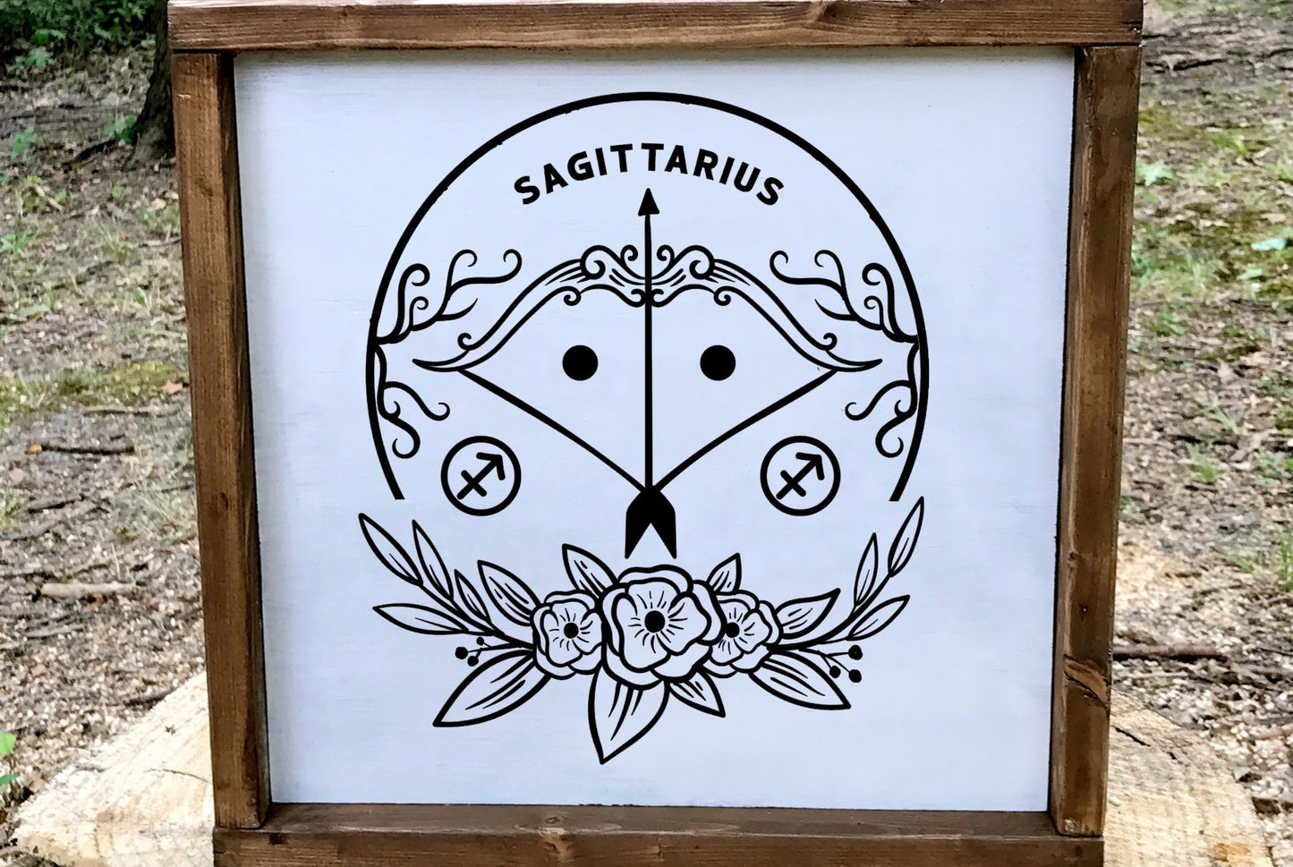 Sagittarius Zodiac Wood Sign, Archer Wall Art, Fire Sign Astrology Decor, December Birthday Gift, Minimalist Celestial Star Plaque
