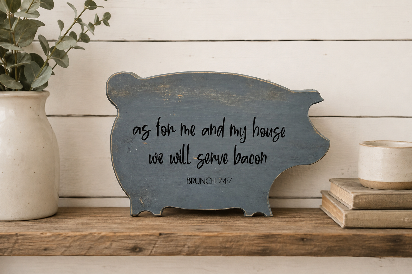 Funny Bacon Kitchen Sign | Farmhouse Kitchen Decor | Painted Wood Pig Sign | Rustic Country Kitchen Sign | One of a Kind Decor