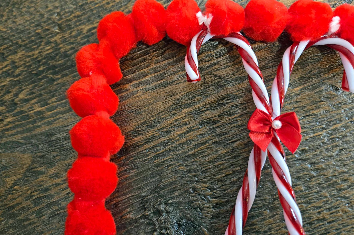 5ft Red White Christmas Pompom Garland | Holiday Mantle Decor | Xmas Tree Decoration | Festive Home Accent