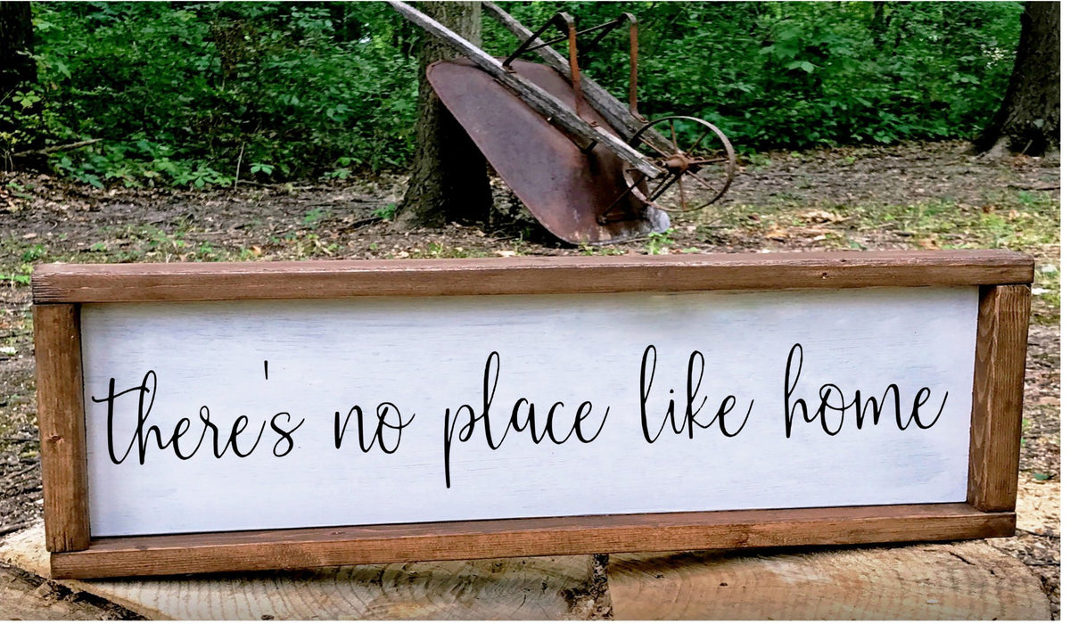 There's No Place Like Home Wood Sign | 6x24 Farmhouse Wall Decor | Cozy Country Home Sign | Rustic Family Room Decor | Housewarming Gift