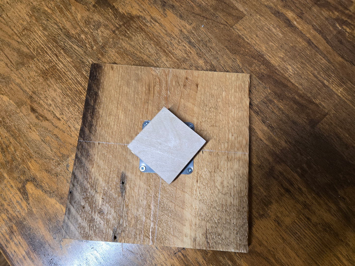 Rustic Reclaimed Barn Wood Square Lazy Susan (10x10) - Farmhouse Rotating Kitchen & Dining Organizer