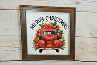 Merry Christmas Red Truck Canvas Wall Art