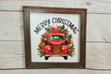 Merry Christmas Red Truck Canvas Wall Art