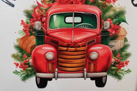 Merry Christmas Red Truck Canvas Wall Art