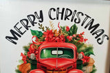 Merry Christmas Red Truck Canvas Wall Art