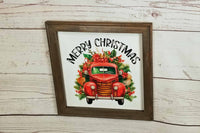 Merry Christmas Red Truck Canvas Wall Art