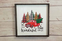 Most Wonderful Time of the Year Red Truck Christmas Wall Hanging Sign