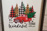 Most Wonderful Time of the Year Red Truck Christmas Wall Hanging Sign