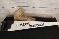 Dad's Workshop Recycled Hand Saw Garage Decor Father's Day Gift