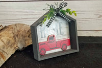 Red Truck Home Shelf Sitter Tiered Tray Decor