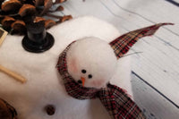 Snow Friends Stick Together Melting Snowmen Fabric Winter Ornament Decoration