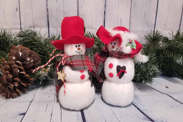 Bess and Ben Fabric Snowman Couple, Christmas Decor