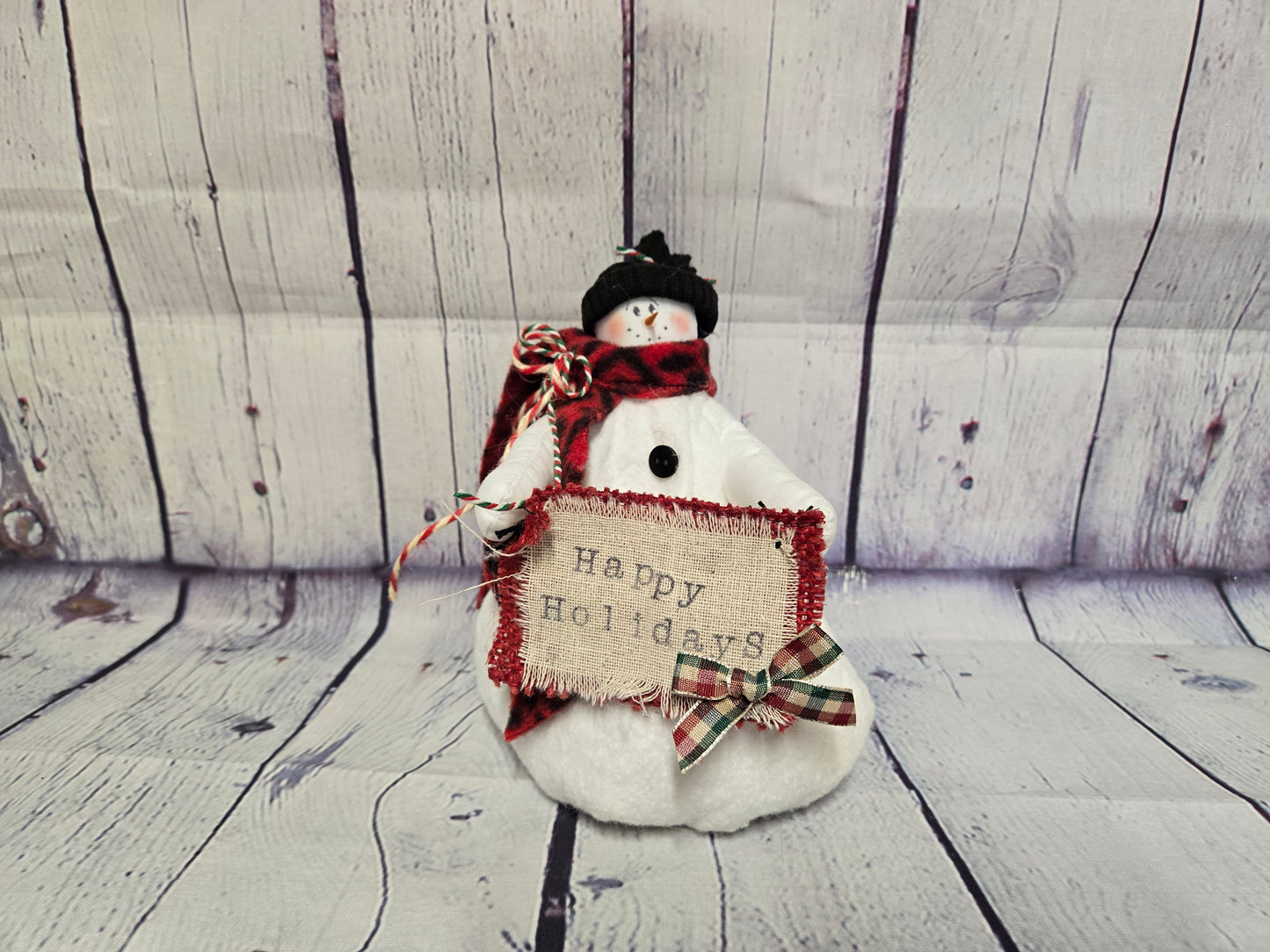 Handmade Fabric Snowman Decor, 6 Inch Christmas Snowman, Primitive Country Holiday Decor, Rustic Farmhouse Christmas Decoration