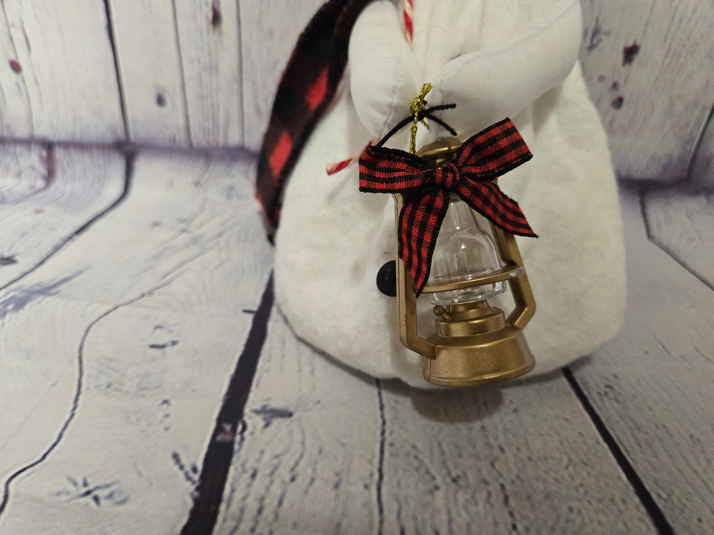 Handmade Fabric Snowman with Lantern, 6 Inch Snowman Decor, Primitive Christmas Snowman, Country Farmhouse Holiday Decoration