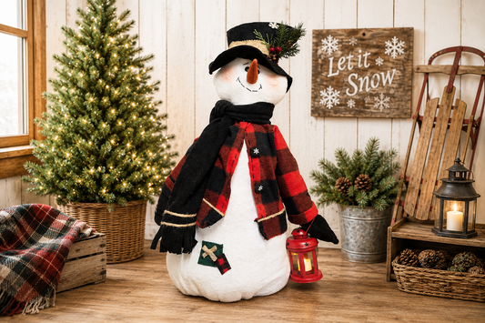 Large Fabric Snowman Beau, 30 Inch Handmade Christmas Snowman, Farmhouse Holiday Decor, Primitive Snowman, Christmas Home Decor