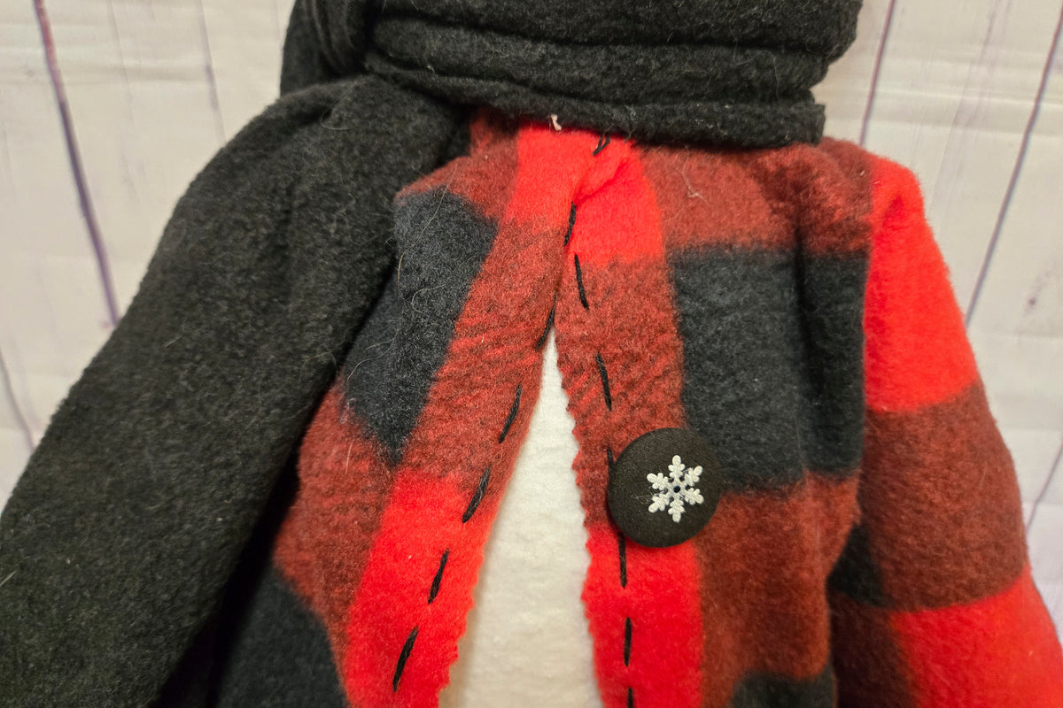 Large Fabric Snowman Beau, 30 Inch Handmade Christmas Snowman, Farmhouse Holiday Decor, Primitive Snowman, Christmas Home Decor