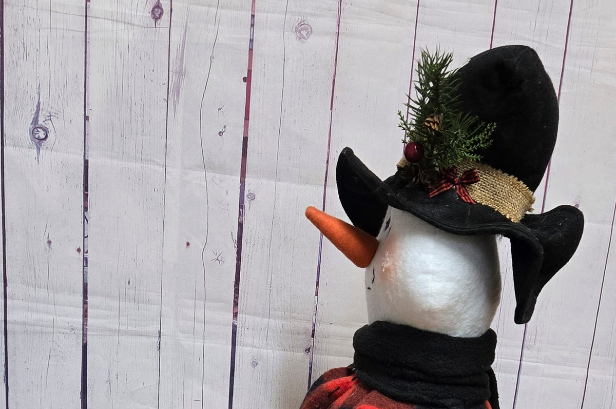 Large Fabric Snowman Beau, 30 Inch Handmade Christmas Snowman, Farmhouse Holiday Decor, Primitive Snowman, Christmas Home Decor