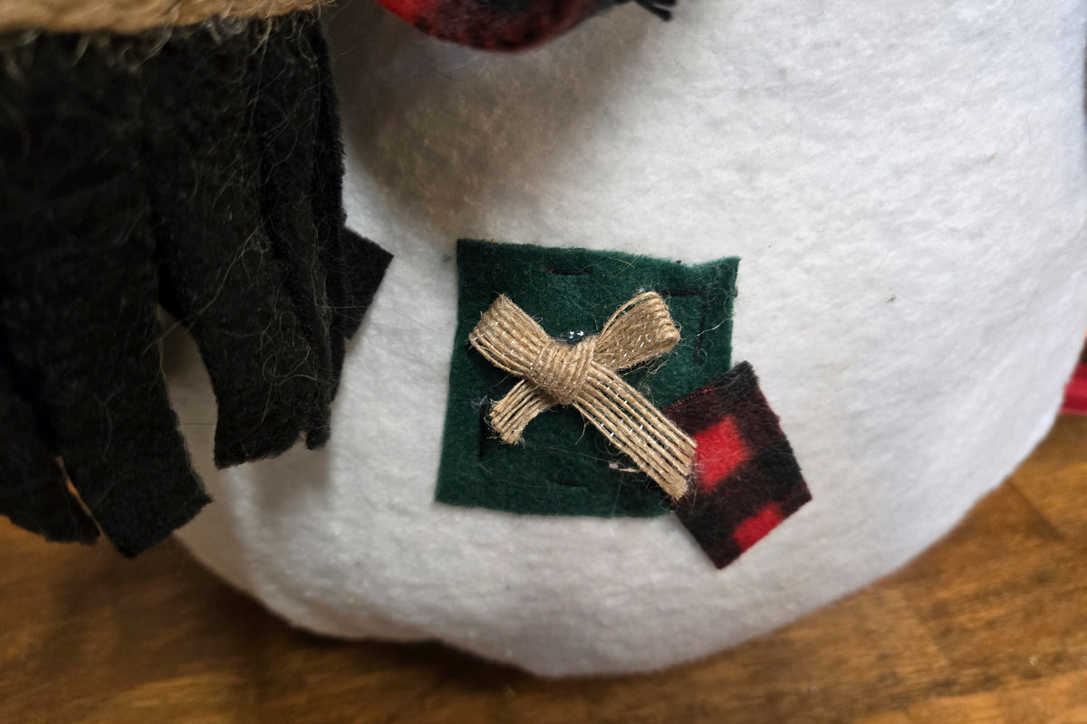 Large Fabric Snowman Beau, 30 Inch Handmade Christmas Snowman, Farmhouse Holiday Decor, Primitive Snowman, Christmas Home Decor