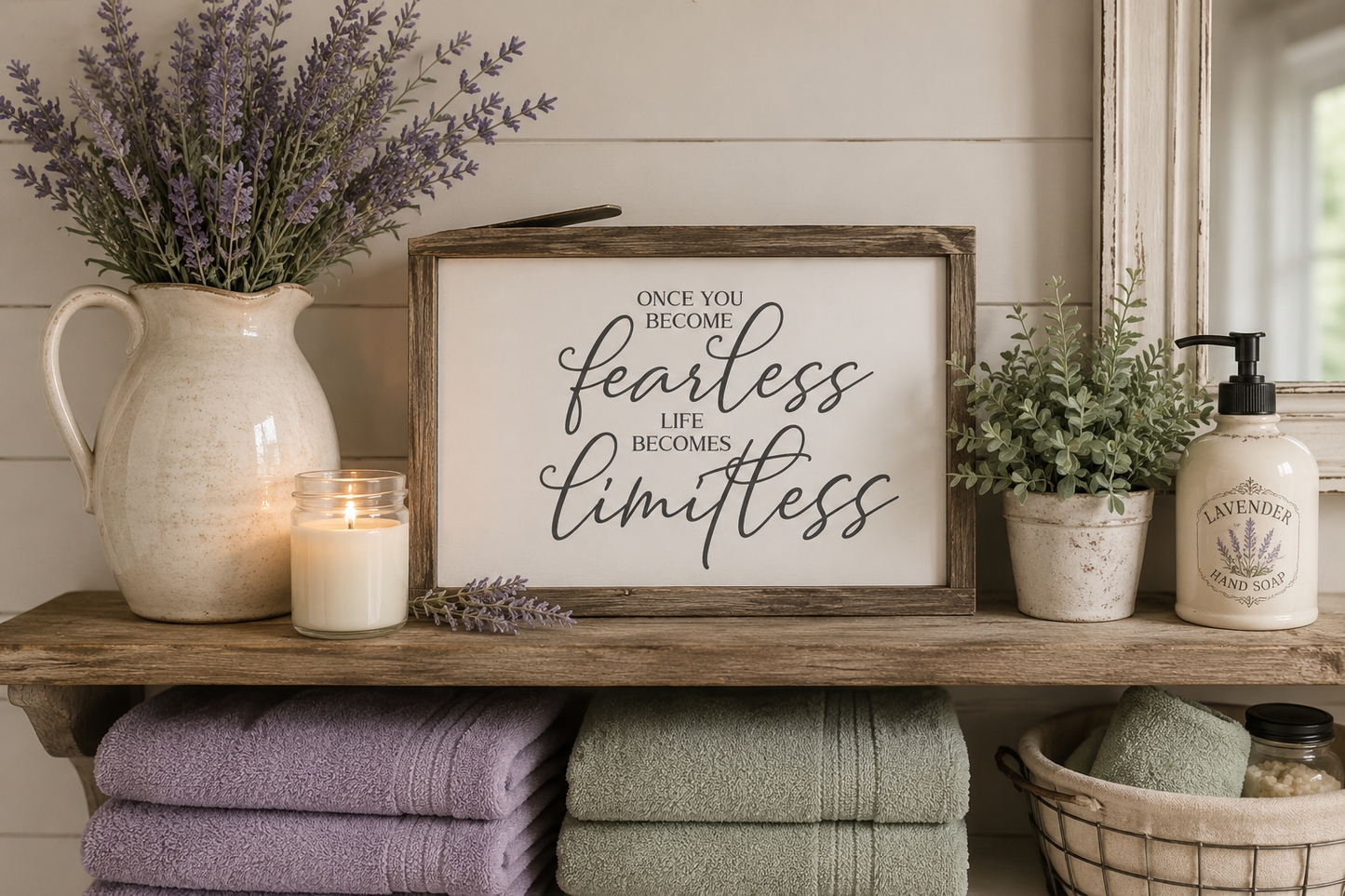 Fearless Limitless Wood Sign | Inspirational Quote Sign |  Cottagecore & Boho Home Decor | Handcrafted Motivational Sign