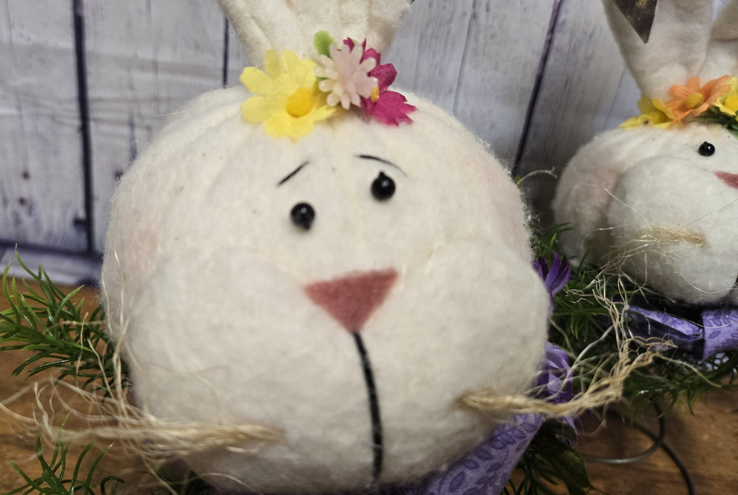 Whimsical Primitive Easter Bunny Shelf Sitter on Recycled Bed Spring – Rustic Farmhouse Spring Decor – Handmade Bunny Head