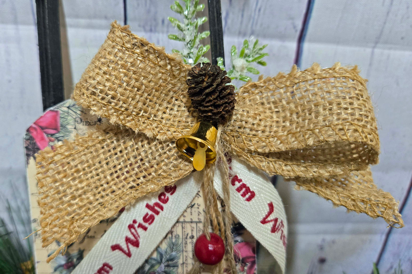 Decoupaged Christmas Sled Holiday Tree Ornament or Shelf Sitter