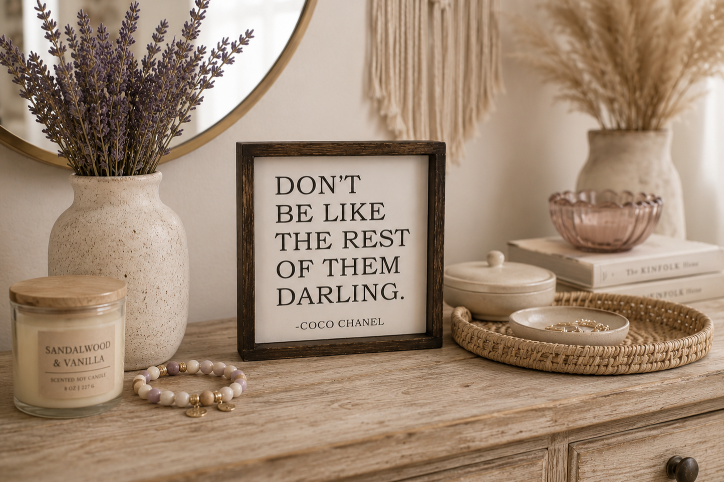 Coco Chanel Quote Sign | Don't Be Like the Rest of Them Darling | Farmhouse Wood Sign | Inspirational Office or Bedroom Decor