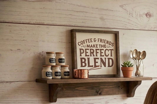 Coffee & Friends Make the Perfect Blend Wood Sign – Hand-Painted Rustic Coffee Bar Decor – Farmhouse Kitchen Wall Art – Gift for Best Friend