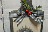 Distressed Wood Cutting Board with Canvas Decoupage Holiday Truck