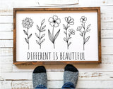 Different is Beautiful Simple Farmhouse Sign