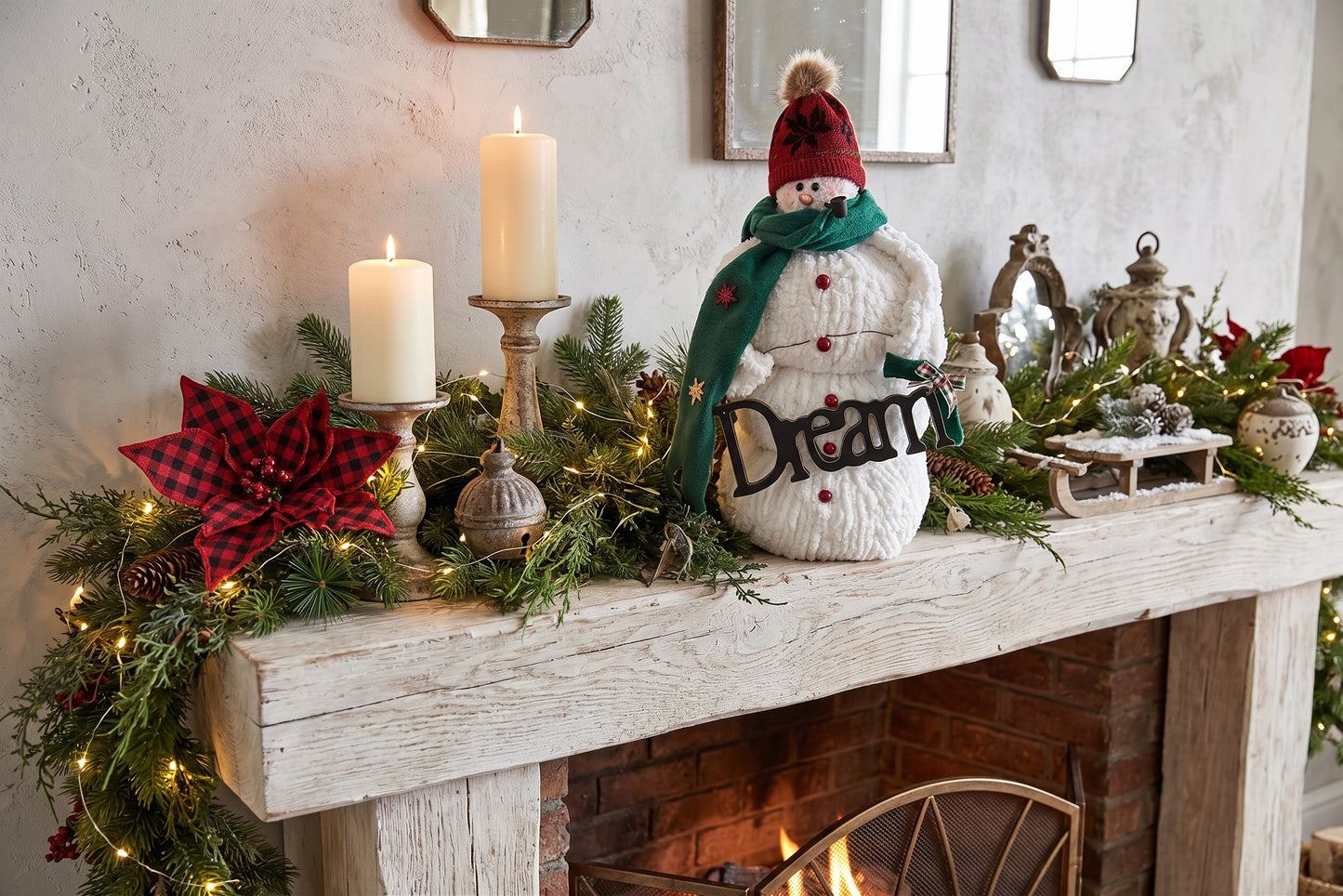 Handmade Plush Snowman Decor | Vintage Style Christmas Figurine | Dream Winter Table Centerpiece | Boho Farmhouse Holiday Mantel Decor | Cute Quirky Fabric Snowman