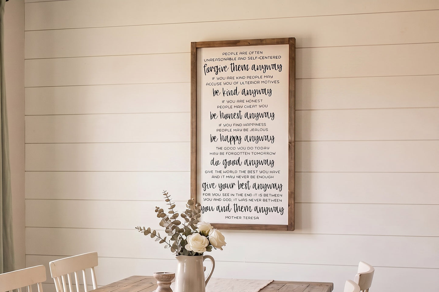 Mother Teresa Anyway Poem Wood Sign | Do It Anyway Wall Decor | Inspirational Quotes Wood Sign | Meaningful Graduation Gift Idea