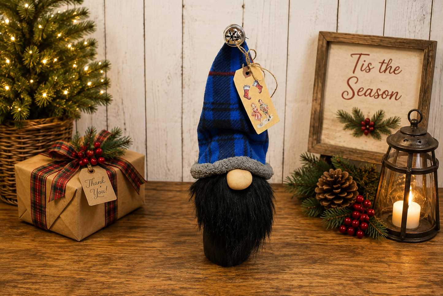 Christmas Gnome Wine Bottle Topper, Fleece Hat Gnome Bottle Cover, Hostess Gift, Teacher Gift, Farmhouse Christmas Decor