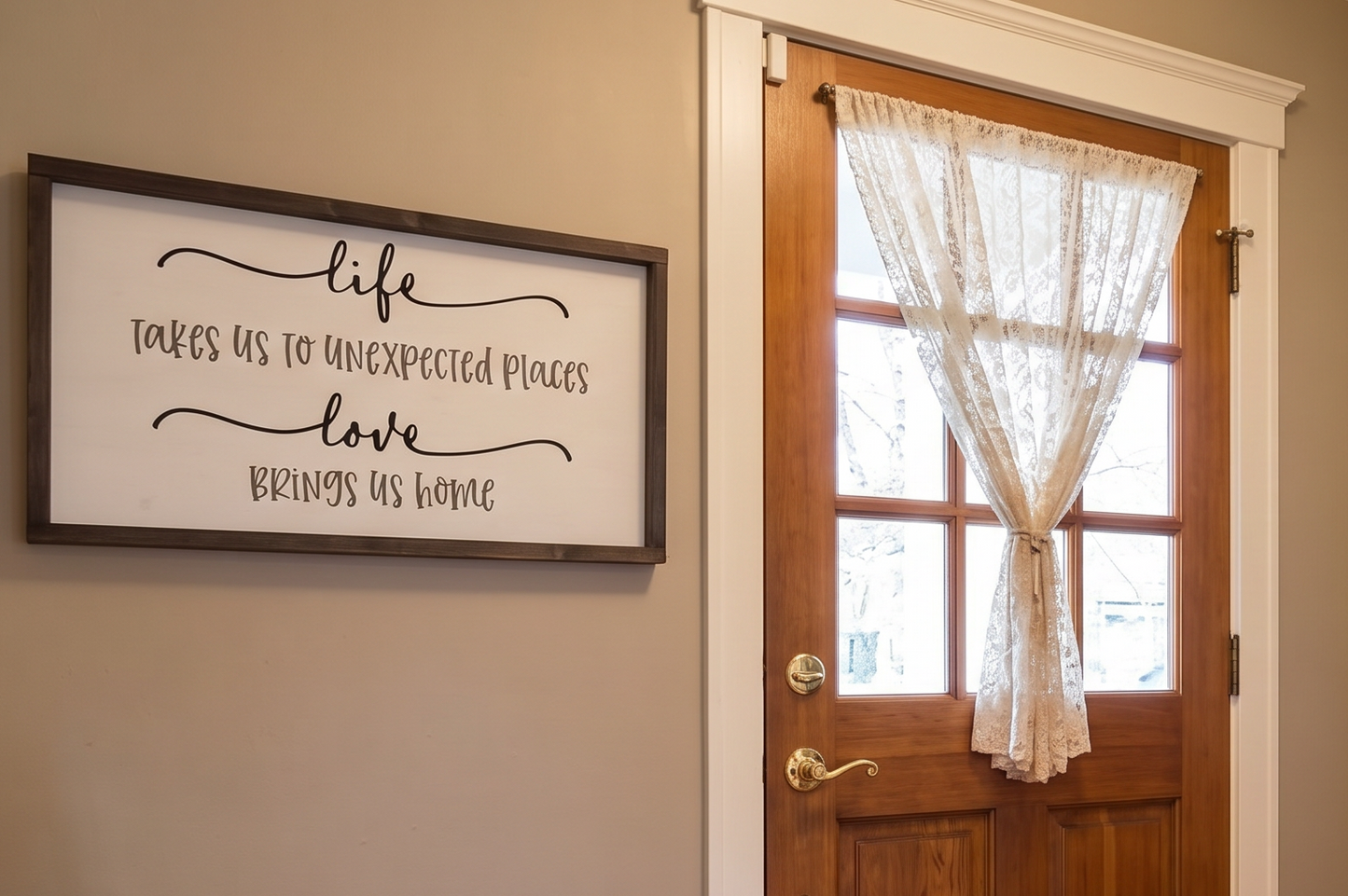 Life Takes Us to Unexpected Places Wood Sign – Boho Farmhouse Wall Art – Romantic Bedroom Decor – Housewarming or Anniversary Gift