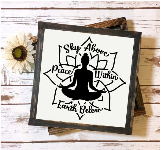 Zen Meditation Wood Sign Sky Above