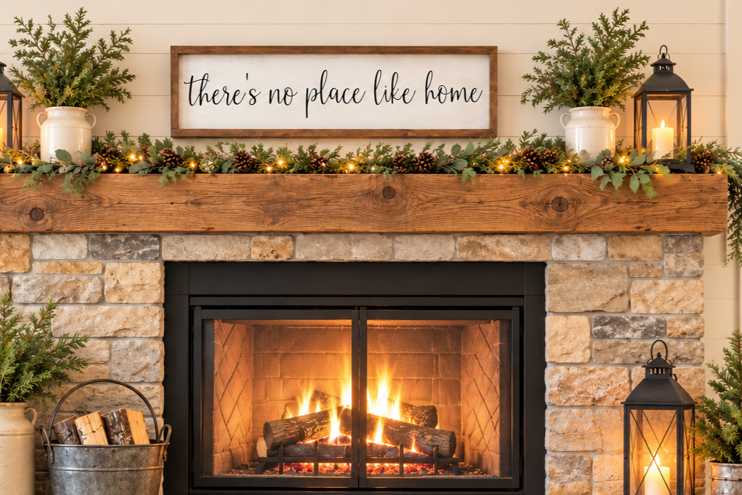 There's No Place Like Home Wood Sign | 6x24 Farmhouse Wall Decor | Cozy Country Home Sign | Rustic Family Room Decor | Housewarming Gift