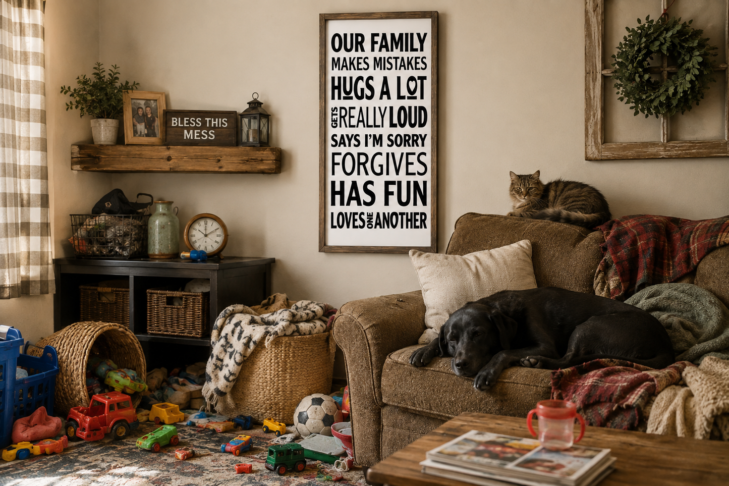 Our Family Sign, Farmhouse Family Rules Sign, Hand Painted Wood Sign, Family Wall Decor, Rustic Farmhouse Decor, Family Gift