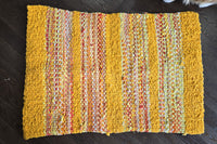 Reversible Twined Rag Rug - Yellow and Orange Bathroom Mat - Sustainable Kitchen Mat