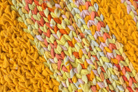 Reversible Twined Rag Rug - Yellow and Orange Bathroom Mat - Sustainable Kitchen Mat