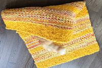 Reversible Twined Rag Rug - Yellow and Orange Bathroom Mat - Sustainable Kitchen Mat