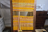 Reversible Twined Rag Rug - Yellow and Orange Bathroom Mat - Sustainable Kitchen Mat