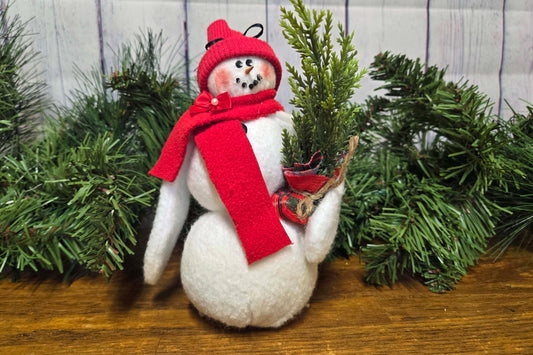 Holiday Fabric Snowman in Red