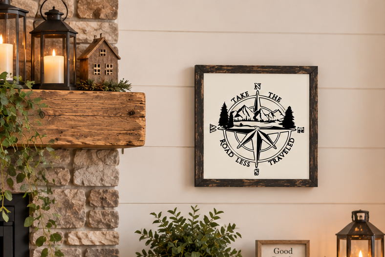 Take the Road Less Traveled Sign | Adventure Wood Sign | Rustic Cabin Wall Decor | Travel Gift | Outdoors Gift