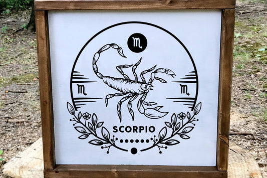 Scorpio Zodiac Wood Sign,  Scorpion Wall Art, Water Sign Astrology Decor, November Birthday Gift, Minimalist Celestial Star Plaque